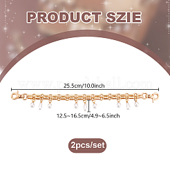 Plastic Pearl Teardrop Iron Chain Bag Handles&nbsp;HJEW-PH01996
