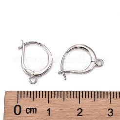 変色防止ロジウムメッキ 925スターリングシルバーフレンチフックピアス金具  ウィットループ  プラチナ  14x10x2mm  穴：1.4mm  ピン：0.7mm&nbsp;X-STER-I017-087P