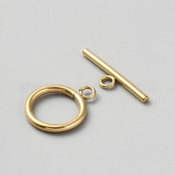 304ステンレススチールトグル留め具  リング  ゴールドカラー  リング：19x15x2mm  バー：6x13x2mm  穴：2mm&nbsp;STAS-WH0017-075G