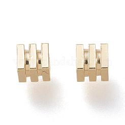 真鍮製スペーサービーズ  長持ちメッキ  溝付きキューブ  14KGP本金メッキ  2.5x2.5x2.25mm  穴：1.6mm&nbsp;KK-H101-03C-LG
