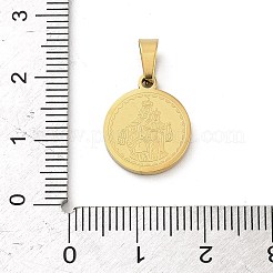 304ステンレスペンダント  イオンプレーティング（ip）  イエスとフラットラウンド  ゴールドカラー  15.5x13x2mm  穴：5.5x3mm&nbsp;STAS-P400-03G