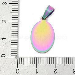 イオンプレーティング（IP）304ステンレスペンダント  大天使マイケルとフラットオーバル  虹色  21x13x1.5mm  穴：7x4.5mm&nbsp;STAS-H356-07M
