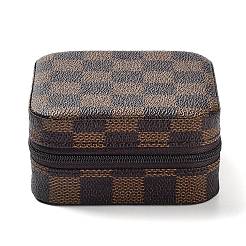 Tartan Square PU Leather Jewelry Storage Zipper Boxes&nbsp;PAAG-PW0007-01A