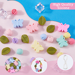 24Pcs 3 Styles Food Grade Eco-Friendly Silicone Focal Beads with Round Nylon Thread&nbsp;SIL-SP0001-12