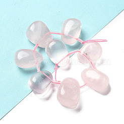 天然石ローズクォーツビーズ連売り  ティアドロップ  トップ掘削  22.5~26x14.5~19x12~14.5mm  穴：0.9mm  約8~9個/連  7.48''~8.66''（19~22センチメートル）&nbsp;G-P528-E05-01