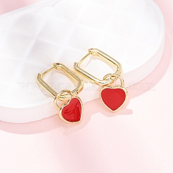 Brass Heart Hoop Earrings&nbsp;EJEW-C174-04G