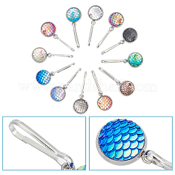 12Pcs 12 Colors Mermaid Scale Alloy Resin Zipper Pulls Charms&nbsp;FIND-CY0002-30