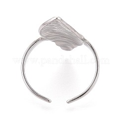 調節可能な304ステンレススチール製カフオープンリング（女性用）  巻き貝の形  ステンレス鋼色  22.5mm  内径：18mm&nbsp;RJEW-N052-23P