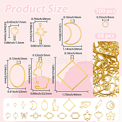 68Pcs 16 Styles Alloy Open Back Bezel Pendants&nbsp;FIND-SP0005-07