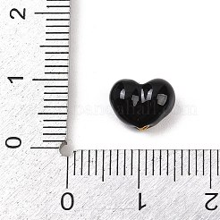 真鍮製エナメルビーズ  ハート  ブラック  7.5x9.5x5.5mm  穴：1.2~1.6mm&nbsp;KK-G541-01D