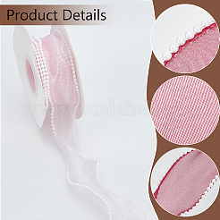 4 Rolls 4 Colors 5 Yards Organza Ribbon with Plastic Pearl Beads&nbsp;OCOR-WR0001-46