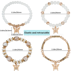 1Set Synthetic Quartz Crystal & Acrylic Imitation Gemstone Beaded Stretch Bracelets Set&nbsp;BJEW-SP0001-06