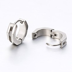 変色しにくいファッショニスタ必携のユニセックス304ステンレススチール製ハギーフープピアス  低刺激性のイヤリング  ステンレス鋼色  13x13x4mm  ピン：1mm&nbsp;EJEW-G138-103P