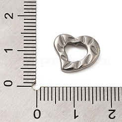 304ステンレススチールリンクリング  テクスチャードハート  ステンレス鋼色  10.5x13x2.5mm  内径：5x6mm&nbsp;STAS-G344-10A-P
