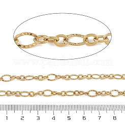 304ステンレススチールリンクチェーン  テクスチャ付き楕円形  ハンダ付け  スプールで  イオンプレーティング（ip）  ゴールドカラー  7.5x5x0.5ミリ＆5x4x0.5mm&nbsp;CHS-G052-02G