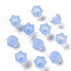 透明アクリルビーズキャップ  チューリップの花  スズラン  艶消し  シアン  10x6mm  穴：1.5mm  約2100個/500g&nbsp;PL543-5