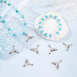 304ステンレススチールペンダント20個  クジラの尾の形状  ステンレス鋼色  25.5x25x2.8mm  穴：3mm&nbsp;STAS-SC0004-79