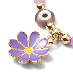 Flower Alloy Enamel Charm Bracelet&nbsp;BJEW-JB09600