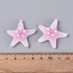 透明樹脂とスパンコールのデコデンカボション  ヒトデ  ショッキングピンク  32~33.5x33~35.5x10~11mm&nbsp;CRES-Q222-01B