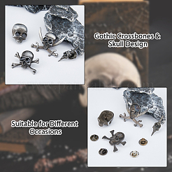 4Pcs 4 Styles Skull Alloy Brooches&nbsp;AJEW-FH0005-59AS