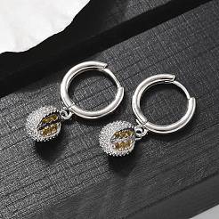 Brass Cubic Zirconia Hoop Earrings&nbsp;EJEW-Q015-01P-D