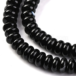 天然黒瑪瑙（染色・加熱）ビーズ連売り  ロンデル  8x4mm  穴：0.8mm  約95個/連  14.96''（38センチメートル）&nbsp;G-G177-F01-01