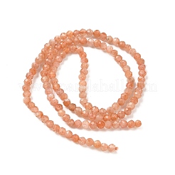 天然石サンストーンビーズ連売り  多面カット  ラウンド  3mm  穴：0.5mm  約126個/連  14.96''（38センチメートル）&nbsp;G-RM250101-B40