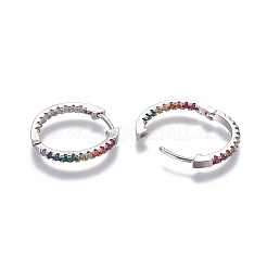 Brass Cubic Zirconia Hoop Earrings&nbsp;EJEW-O092-09P