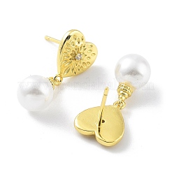 Heart Rack Plating Brass Studs Earrings for Women&nbsp;KK-Z038-03G