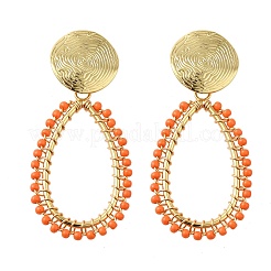 Teardrop Brass Dangle Stud Earrings&nbsp;EJEW-S261-04G