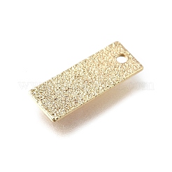 真鍮チャーム  長持ちメッキ  長方形  テクスチャ  14KGP本金メッキ  13x5x0.2mm  穴：1mm&nbsp;KK-F797-12G