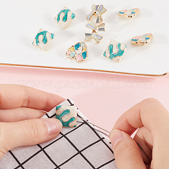 12pcs 3 Style Bowknot/Heart/Square 1-Hole Alloy Enamel Shank Buttons&nbsp;BUTT-GF0003-81