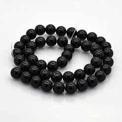 Round Natural Black Onyx Beads Strands&nbsp;G-N0120-26-8mm