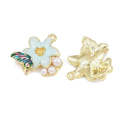 Alloy & Enamel & ABS Plastic Pearl Pendants&nbsp;PL-CBA415D-36G