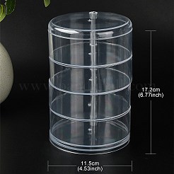回転可能な4層プラスチックジュエリー収納ボックス  リングのために  イヤリングとネックレス  コラム  透明  11.5x17.2cm&nbsp;AJEW-YW0001-14