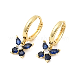 Butterfly Brass Micro Pave Cubic Zirconia Hoop Earrings&nbsp;EJEW-H180-16G