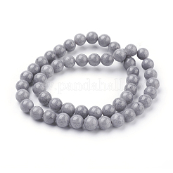 天然石馬山ジェイドビーズ連売り  染め  ラウンド  グレー  8mm  穴：1.2mm  約51個/連  16インチ&nbsp;DJAD-8D-29