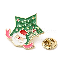 クリスマステーマのエナメルピン  バックパック服用のライトゴールド合金バッジ  サンタクロース  30x27x2mm&nbsp;JEWB-G023-01C