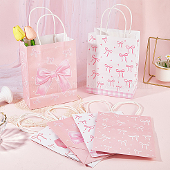 12Pcs 2 Colors Bowknot Kraft Paper Bags with Handles&nbsp;ABAG-WH20015-15