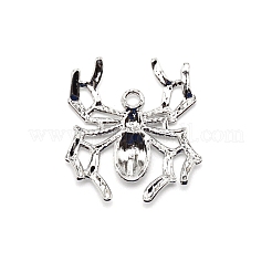 合金ペンダント  ハロウィン用  カドミウムフリー＆鉛フリー  クモ  プラチナ  34x31x4.5mm  穴：2.5mm&nbsp;PALLOY-WH0090-88P