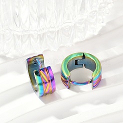 304ステンレススチール研磨効果フープピアスイオンプレーティング（IP）  虹色  13.5x6mm&nbsp;EJEW-M001-37A