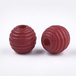 Painted Natural Wood Beehive Beads&nbsp;WOOD-S049-04A-06