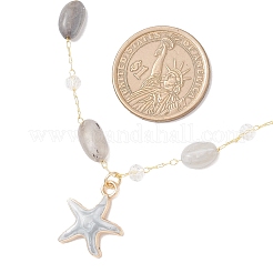 3個 3スタイル 真鍮 ハンドメイド 天然 モルガナイト & アメジスト & ラブラドライト ナゲット リンクチェーン 合金 エナメル ヒトデ ペンダントネックレス レディース  ゴールドカラー  ミックスカラー  16.46インチ（41.8cm）  1個/スタイル&nbsp;NJEW-JN05366