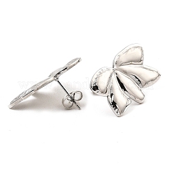 変色しない304ステンレススチール製スタッドピアス（女性用）  葉  ステンレス鋼色  16.5x25.5mm&nbsp;EJEW-E291-04P