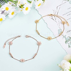 Stainless Steel Daisy Flowers Ankle with Box Chains for Women&nbsp;JA196B