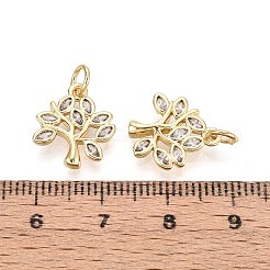真鍮製マイクロパヴェキュービックジルコニアペンダント  ツリー  丸カン付き  16KGP本金メッキ  14.5~15x12.5x2mm  穴：3mm&nbsp;KK-T071-98G