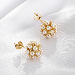 Vintage French Style Brass Round Stud Earrings&nbsp;TG1714