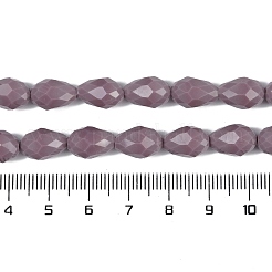 不透明なソリッドカラービーズ連売り  多面カット  ティアドロップ  ロージーブラウン  11.5x8mm  穴：1.2mm  約55~57個/連  25.59インチ（65cm）&nbsp;EGLA-N013-P8mm-D09