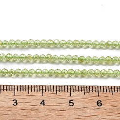 天然石ペリドットビーズ連売り  ラウンド  多面カット  グレードA  2~2.5mm  穴：0.7mm  約240個/連  15.35''（39センチメートル）&nbsp;G-B107-A06-01A