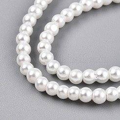 ベーキングペイントパール化ガラスパールビーズ連売り  ラウンド  乳白色  3.5~4x3mm  穴：0.7mm  約210~213個/連  24.02~24.41''（61~62センチメートル）&nbsp;HY-T002-02A-01